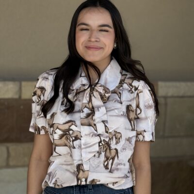 Womens Lovlei Ranch Chantilly S/S Pearl Snap W/Bow-Horse