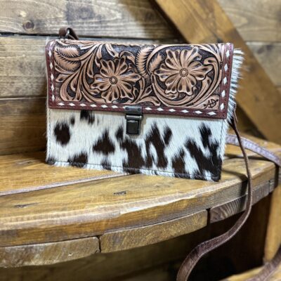 American Darling Tooled Leather/Cowhide Square Shoulder Bag