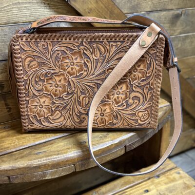 American Darling Hand Tooled Shoulder Bag-Tooled Leather