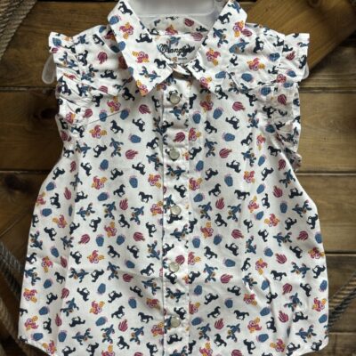 Babygirl Wrangler Pearl Snap Top-White Western Graphics