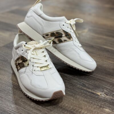 Womens Ariat Ranch Runner Tennis Shoe-Cream/Gold/Leopard