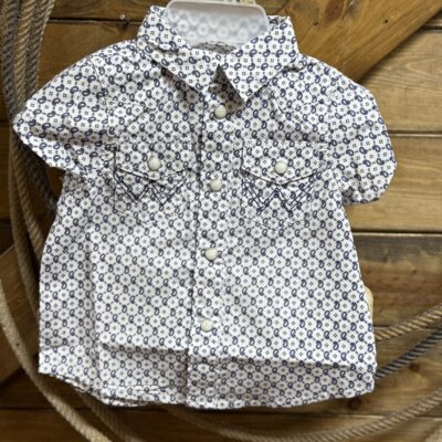 Baby Boy Baby Girl Wrangler S/S Pearl Snap Shirt-Blue/White Rope Print