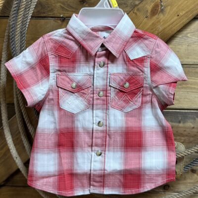 Baby Boy/Girl Wrangler S/S Pearl Snap-Red Plaid