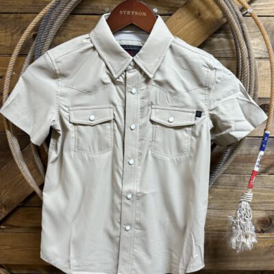Boys Rock&Roll Tek S/S Pearl Snap Shirt-Tan