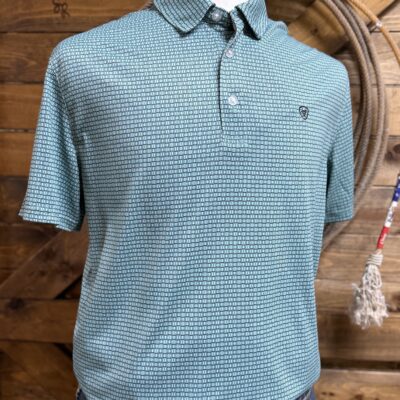 Mens Ariat Tek S/S Performance Polo-Turquoise Geo