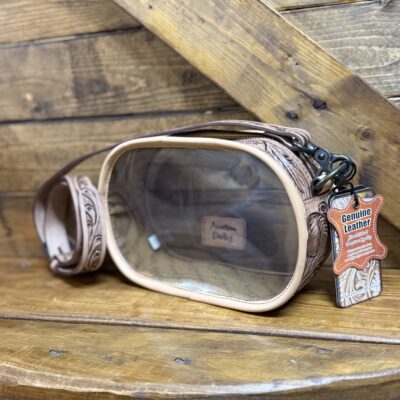 STS Tooled Leather Stadium Crossbody-Clear/Leather