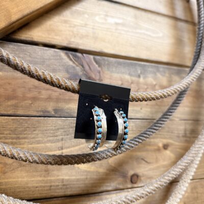 Chester Charlie Turquoise Feather Hoop Earrings