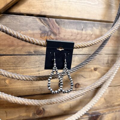 Navajo Pearl 4MM Fluted & Saucer Teardrop Earrings