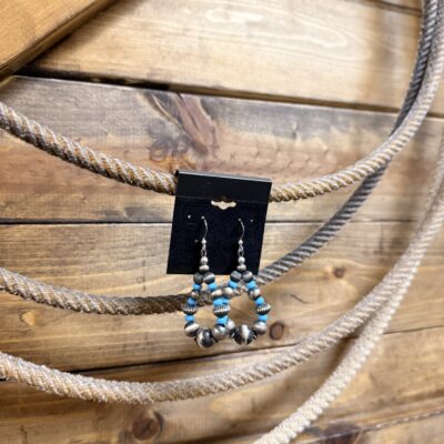 Navajo Pearl Turquoise Alternating Earrings