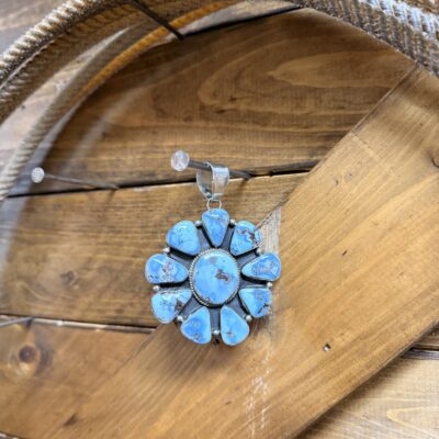 Linda Yazzie Golden Hills Turquoise Large Cluster Pendant