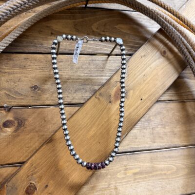 Navajo Pearl & Purple Spiny Oyster 8MM 20" Necklace