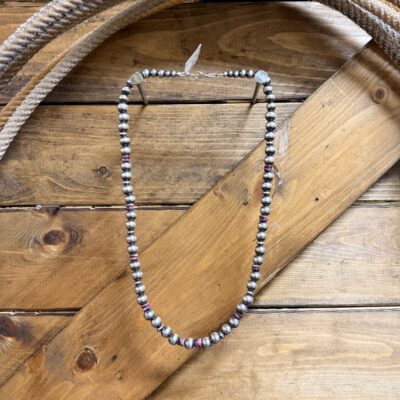 Navajo Pearl & Purple Spiny Oyster Alternating 8MM 20" Necklace