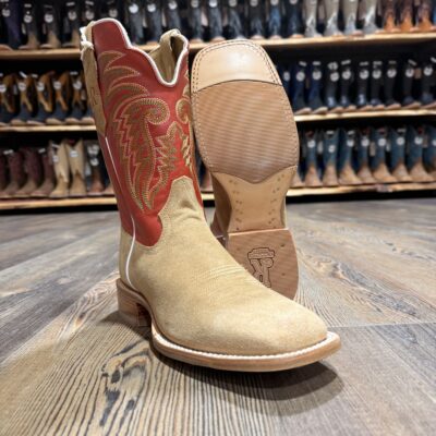 R. Watson Men's Straw Rough-Out Wide Square Toe Boot