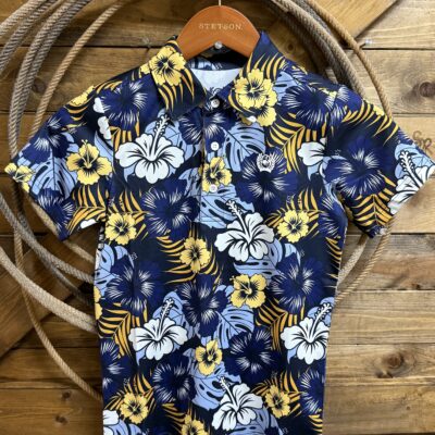 Boys Cinch S/S Polo-Blue Hawaiian