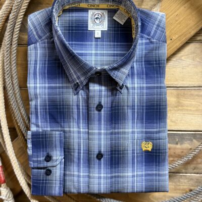 Mens Cinch Classic L/S Button Down-Navy Plaid