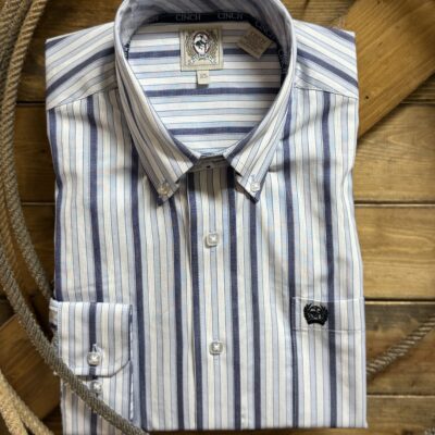 Mens Cinch Classic L/S Button Down-Multi Blue Stripe