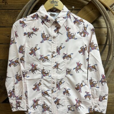 Girls Cruel Girls L/S Pearl Snap Western Shirt-Pink Cowgirls