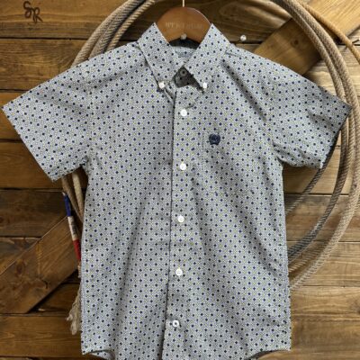 Boys Cinch S/S Classic Button Down-Blue Multi Geo