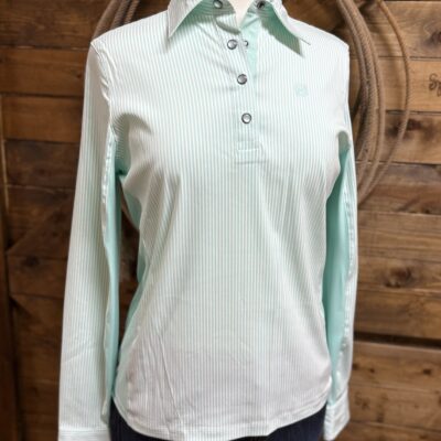 Womens Cinch Arena Flex L/S Pullover-Turquoise Stripe