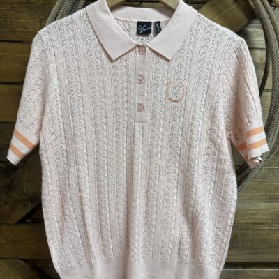 Womens Cruel Denim S/S Knit Polo Sweater-Pink