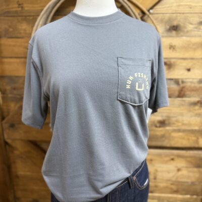Mens Huk Fishing S/S Pocket Tee-Grey