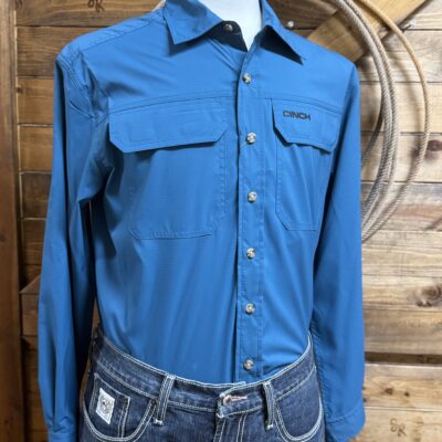 Mens Cinch L/S Arena Flex Button Down-Teal