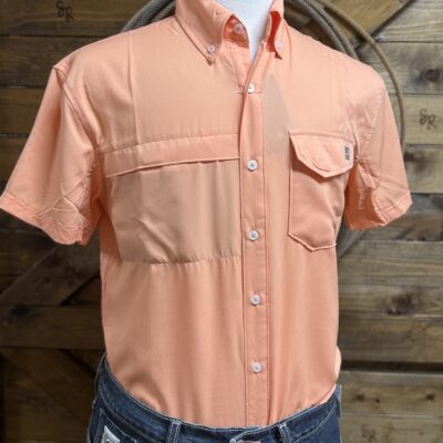 Mens Huk S/S Tidepoint Button Down-Reef Orange