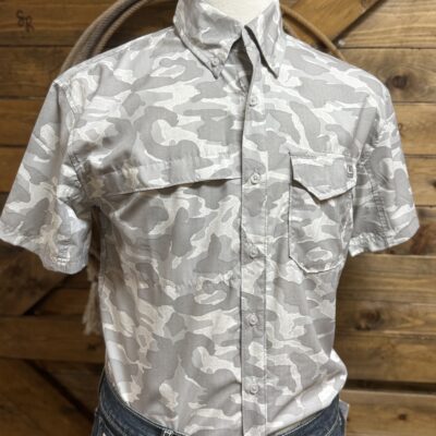 Mens Huk S/S Tidepoint Button Down-Grey Drift Print