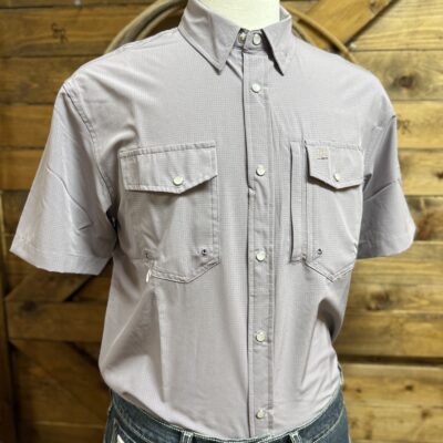 Mens Hornknot S/S Performance Pearl Snap-Perforated Light Purple