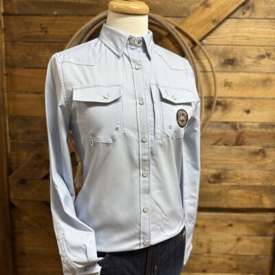 Womens Brkwy L/S Performance Pearl Snap-Light Blue