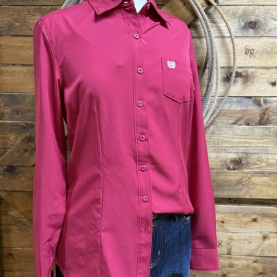 Womens Cinch Arena Flex L/S Button Down-Solid Pink