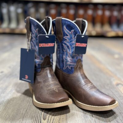 Children's Durango Shyloh Western Boot-Brown/Lapis Blue