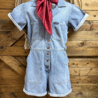 Womens Wrangler Retro Denim Romper-Light Wash