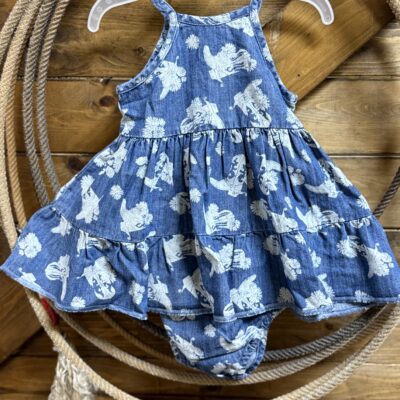 Baby Girl Wrangler Denim Dress Set-Western Print