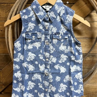 Girls Wrangler Denim Sleeveless Pearl Snap-Western Denim