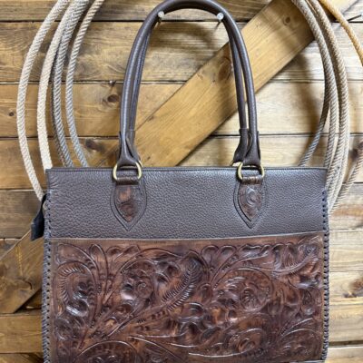 Juan Antonio Hand Tooled/Bison Flat Tote