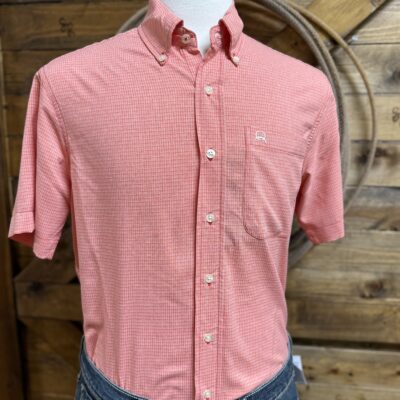 Mens Cinch S/S Arena Flex Button Down-Red Plaid