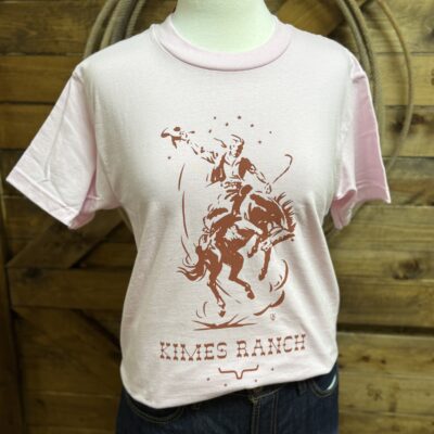 Womens Kimes Ranch S/S Lucky B Tee-Pink Saddle Bronc Rider