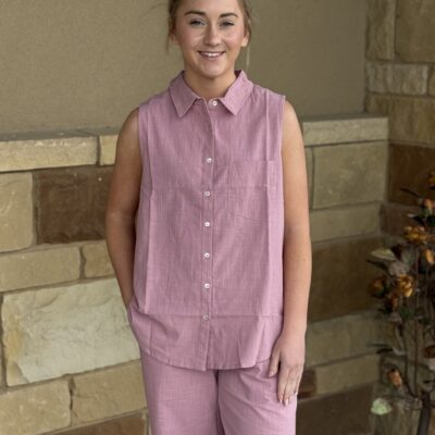 Womens Dylan Kelly Button Top-True Soft Pink