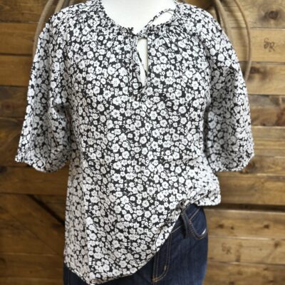 Womens Dylan Julia Top-Black/White