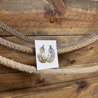 Satin Sterling Silver Feather Earrings