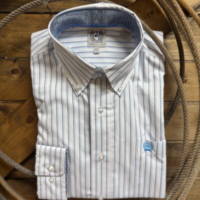 Mens Cinch Classic L/S Button Down-Blue/Tan Stripe