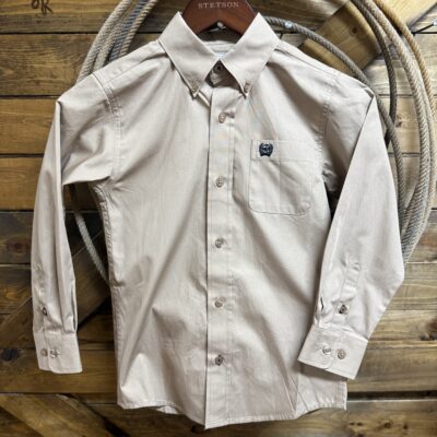 Boys Cinch Classic L/S Button Down-Solid Khaki