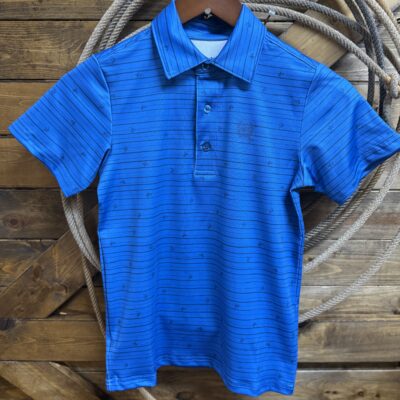 Boys Cinch S/S Performance Polo-Blue Cowboy Stripe
