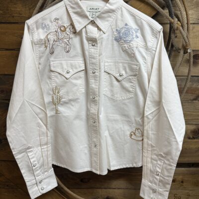 Womens Ariat Ashville L/S Pearl Snap Blouse-Western Embroidery