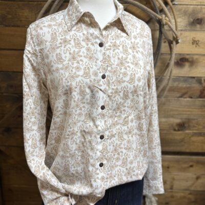 Womens Ariat Homestyle L/S Button Down-Boots N Roses