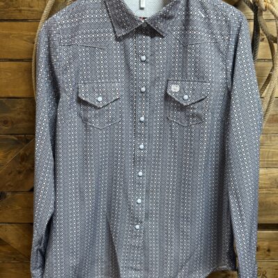Womens Cinch Arena Flex L/S Pearl Snap-Light Blue Print