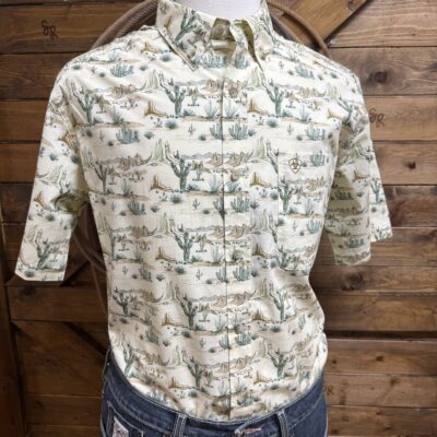 Mens Ariat S/S Sable Classic Button Down-Western Scenic Print