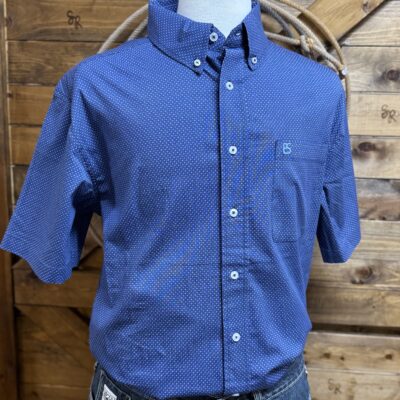 Mens Panhandle Slim S/S Button Down-Blue Circle Print