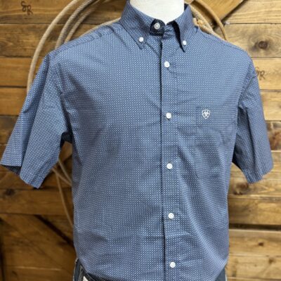 Mens Ariat Storm Classic S/S Button Down-Blue Mini Geo